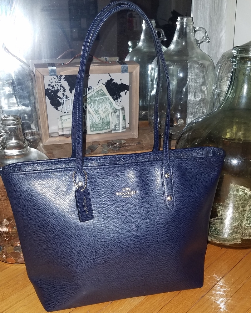 Coach City Zip Top Tote (Midnite Navy)